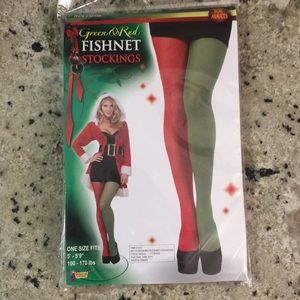 NWT Green & Red Fishnet Stockings!